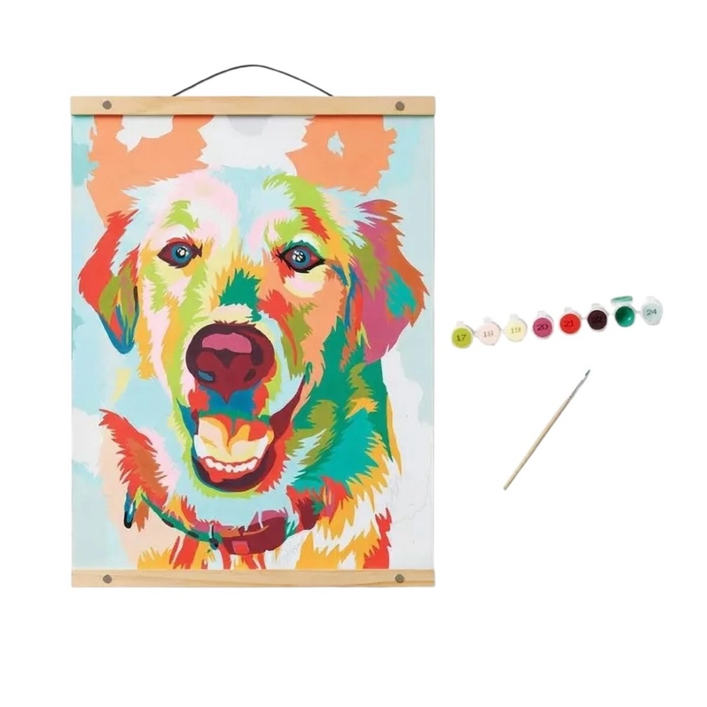 Mondo Colorful Dog Paint-by-Number Canvas Kit 24 Paint Pods Multicolor New